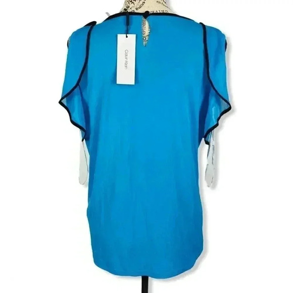 Calvin Klein- Sleeveless Top with Chiffon Ruffle - Picture 2 of 4